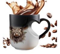 Tasse à café en céramique changeant de couleur | Vache à poignée cœur 400 m