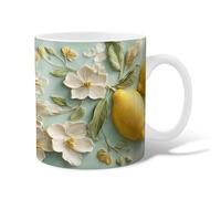 Tasse à café en céramique citron, fleur botanique printanière, feuille de printemps, tasse à chocolat chaud avec poignée, cadeau pour amitié, famille, collègues, enseignants, personnel chéri, 425,2 g