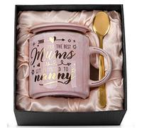 Tasse à café en céramique dorée Pour grand-mère - 414 ml Inscription : 'Only The Best Mums Get Promoted to Nanny' Boîte cadeau jolie