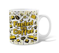 Tasse à café en céramique en forme de grains de café - Graphique moderne - Boutons de clavier - Pas de jaune - Tasse fantaisie avec poignée - Idéal pour les amis, la famille, les amoureux, les