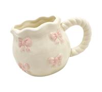 Tasse à café en céramique fabriquée à la main avec des nœuds uniques - Tasse en porcelaine pour la maison, le bureau, les voyages - Tasse unique avec nœuds papillon pincés à la main
