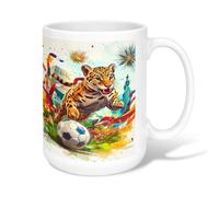 Tasse à café en céramique guépard dynamique et vibrante, statue de la liberté d'été jaune, tasse de bureau fantaisie avec poignée, idéale pour les amis, la famille, les collègues, les amoureux, les