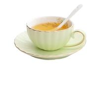 Tasse à café en céramique légère de luxe Ins Latte - Tasse à thé noire - Pour la maison, le bureau - Minimaliste - Service à thé en porcelaine (vert)