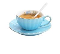 Tasse à café en céramique légère de luxe Ins Latte - Tasse à thé noire - Pour la maison, le bureau - Minimaliste - Service à thé en porcelaine (bleu)