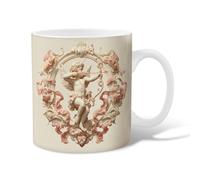 Tasse à café en céramique Love God, ruban floral baroque romantique pour la Saint-Valentin, tasse fantaisie avec poignée cadeau pour amis, famille, collègues, enseignants, couples, employés 445 ml