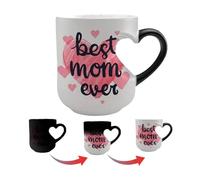 Tasse à café en céramique magique en forme de cœur de 31,8 oz qui change de couleur, thermochromique sensible à la chaleur, motif « When Hot, best mom ever » - Tasse à café amusante pour la fête des