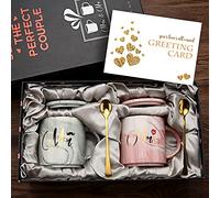 Tasse à Café en Céramique Marbrée 12 oz (Ronde) - Cadeau Élégant pour Mariage, Fiançailles, Anniversaire ou Douche Nuptiale - Couple Marié et Mariée