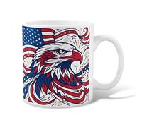 Tasse à café en céramique motif aigle, étoiles audacieuses patriotiques, rayures et jour de l'indépendance, tasse fantaisie rouge avec poignée, idéale pour les amis, la famille, les amoureux, les