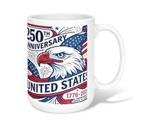 Tasse à café en céramique motif aigle, étoiles festives, rayures et fête de l'indépendance, tasse à thé fantaisie rouge avec poignée, idéale pour l'amitié, la famille, les collègues, les enseignants