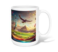 Tasse à café en céramique motif aigle - Statue de la liberté - Bleu - Avec poignée - Idéale pour les amis, la famille, les collègues, les enseignants, les couples, les employés - 425 g