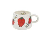 Tasse à café en céramique - Motif fraise mignon - 300 ml - Parfait pour le latte, le thé et le lait - Tasse imprimée élégante pour le bureau et la maison (motif fraise)