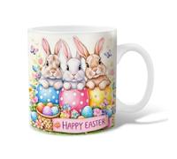 Tasse à café en céramique motif lapins, œufs de Pâques, fleurs, pastel, avec poignée, cadeau pour amitié, famille, collègues, enseignants, personnel chéri, 445 ml