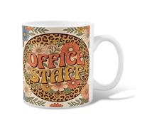 Tasse à café en céramique motif léopard, bohème, vintage, fleur, feuilles, orange, avec poignée, idéale pour les amis, la famille, les collègues, les personnes âgées, les personnes âgées, 325 ml