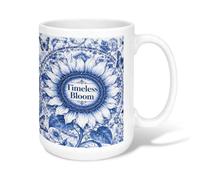 Tasse à café en céramique motif tournesol, classique et élégante, motif papillon, bleu, avec poignée, idéale pour l'amitié, la famille, les collègues, les enseignants, le personnel amour, 455,2 g
