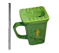 Tasse à café en céramique | Poubelle Nouveauté Récipient à boire, Gobelet avec paille, pour femmes et hommes, travail, anniversaire, célébration, matin, routine, moments de détente, week-end, loisirs