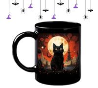Tasse à café en céramique pour chats - Halloween Animal de compagnie effrayant, tasse festive pour le travail jus amis adultes lait bière hommes femmes