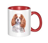 Tasse à café en céramique pour la maison et le bureau Motif Cavalier King Charles Spaniel 325 ml Rouge
