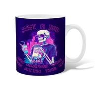 Tasse à café en céramique squelette rétro humoristique avec lunettes de soleil pour Halloween, violet, cadeau pour l'amitié, la famille, les collègues, les enseignants, le personnel chéri, 445 ml