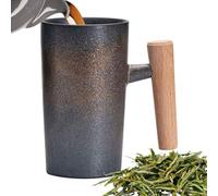 Tasse à café en céramique - Tasse à café en bois - Tasse à café de 220 ml - Tasse à thé en céramique - Tasse à café ergonomique - Design fait à la main avec poignée en bois - Résistant à la chaleur