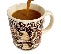 Tasse à café en céramique Veteran 250th - 15,3 x 10,5 x 13,5 cm, verres à rétention de chaleur, tasse patriotique pour chocolat, thé, lait, eau, jus, maison, dortoir, hôtel, appartement, rassemblement