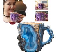 Tasse à Café en Cristal Minéral 3D - Décorative en Onyx Naturel, Coloré et Translucide - Cadeau Élégant (Bleu)