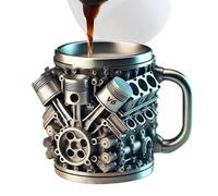 Tasse à café en forme de bloc moteur - Tasse réutilisable en céramique | Idée cadeau unique pour mécanicien - Tasse de voyage portable pour la maison, le garage, le studio, les voyages