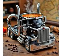 Tasse à café en forme de camion fabriquée à la main, tasse à café semi-camion de 220,6 g, tasse à café en forme de camion pour homme, tasse créative en acier inoxydable