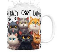 Tasse à café en forme de chat avec motif de chatons mignons | Tasse amusante de 325 ml avec poignée, décoration d'intérieur, centre de table pour les amoureux des chats