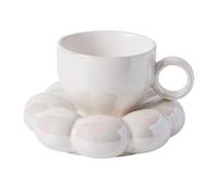 Tasse à café en forme de - Ensemble de soucoupes en porcelaine | Tasse à thé avec cuillère en forme de pétale et dessous de verre en forme de marguerite, tasse à thé mignonne avec