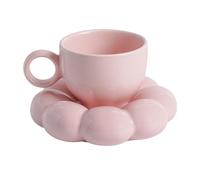Tasse à café en forme de - Ensemble de soucoupes en porcelaine | Tasse à thé avec cuillère en forme de pétale et dessous de verre en forme de marguerite, tasse à thé mignonne avec