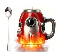 Tasse à café en forme de fusée, tasse à café amusante en acier inoxydable à double paroi, tasse à boire rétro 3D pour les amateurs de café, les maris et les amateurs de fusées