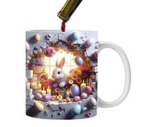 Tasse à café en forme de lapin, œufs colorés, tasse à café de Pâques amusante, tasse portable pour cacao chaud, thé au lait, centre de table à la maison et au bureau