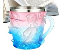 Tasse à café en forme de livre - 15 cl - Design féminin - Tasse émaillée colorée avec anse - Tasse de littérature empilée en 3D avec poignée - Pour femmes, écrivains, lectrices, café, expresso