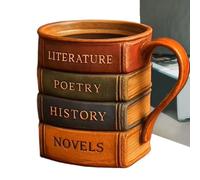 Tasse À Café En Forme De Livre Peint En 3D, Tasse D'Étagère À Livres, Série De Livres Pile De Livres Tasse À Café En Résine, Tasse De Lecture Fantaisie Peinte Pour Les, Présent Pour Les Lecteurs