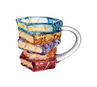 Tasse À Café En Forme De Livre - Tasse En Verre Vibrant De 350 Ml, Design Fantaisie Amusant | Ornement De Fête Coloré, Matériau Transparent, Récipient À Boire Pour La Randonnée, L'aventure En P