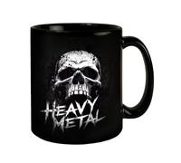Tasse à café en métal lourd avec tête de mort - Noire - Design heavy metal sombre et grossier avec tête de mort distinctive - Compagnon idéal