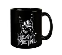 Tasse à café en métal noir avec signe rock On Devil Horns pour les vrais fans de Heavy Metal