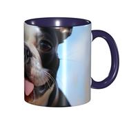 Tasse à café en porcelaine de 325 ml avec poignée, jolie tasse à café Boston Terrier pour le bureau et la maison, tasse à café latte pour café, thé et lait, tasses à thé colorées en céramique pour