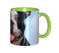 Tasse à café en porcelaine de 325 ml avec poignée, jolie tasse à café Boston Terrier pour le bureau et la maison, tasse à café latte pour café, thé et lait, tasses à thé colorées en céramique pour