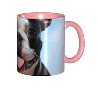 Tasse à café en porcelaine de 325 ml avec poignée, jolie tasse à café Boston Terrier pour le bureau et la maison, tasse à café latte pour café, thé et lait, tasses à thé colorées en céramique pour