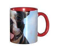Tasse à café en porcelaine de 325 ml avec poignée, jolie tasse à café Boston Terrier pour le bureau et la maison, tasse à café latte pour café, thé et lait, tasses à thé colorées en céramique pour