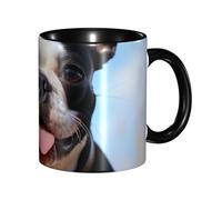 Tasse à café en porcelaine de 325 ml avec poignée, jolie tasse à café Boston Terrier pour le bureau et la maison, tasse à café latte pour café, thé et lait, tasses à thé colorées en céramique pour
