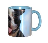 Tasse à café en porcelaine de 325 ml avec poignée, jolie tasse à café Boston Terrier pour le bureau et la maison, tasse à café latte pour café, thé et lait, tasses à thé colorées en céramique pour