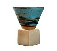 Tasse à Café en Poterie Grossière avec Base, Tasse en Céramique à Entonnoir à Cône Triangulaire Vintage, Tasse à Thé en Céramique Créative pour Café, Milkshake, Thé, Latte, Saké,(#4)