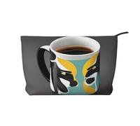 Tasse à café en velours côtelé pour femme, portefeuille portable à fermeture éclair, adapté pour les voyages et le stockage quotidien des cosmétiques, noir, taille unique