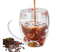 Tasse à café en verre à double paroi - Tasse à café en verre transparent avec poignée | Tasse à boisson double paroi avec pour lait, cappuccino, thé, café espresso, boisson chaude, lait et