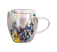 Tasse à café en verre à double paroi, tasse à double paroi en verre transparent avec poignée - Tasse créative en forme de à thé avec poignée pour hommes, femmes, âges et amis