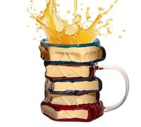 Tasse à café en verre avec motif de livre peint - Tasse à café à empiler - Pour femme et - Lecteurs - de bibliothèque - Maison - Bureau - Thé chaud et froid - Lait - Eau - Jus