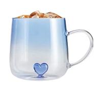 Tasse à café en verre - Bocal dégradé de 400 ml, tasse anti-brûlure en forme de cœur 3D, verre transparent, tasse résistante à la chaleur, tasse, récipient de grande capacité, récipient translucide |