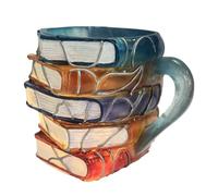 Tasse à café en verre coloré 3D avec motif livre peint, tasse à café fantaisie unique, ajoutez une merveilleuse touche littéraire à votre boisson, cadeaux pour les amateurs de littérature et les